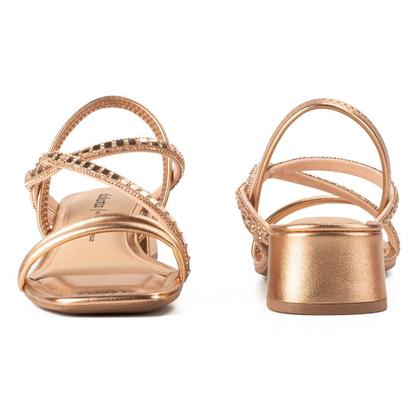 Imagem de Sandalia Feminina Salto Bloco Baixo Brilho Dakota