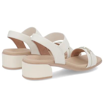 Imagem de Sandália Feminina Salto Bloco Couro Marfim Usaflex AN27004