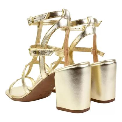 Imagem de Sandália Feminina Salto Bloco  Duas Pulseiras