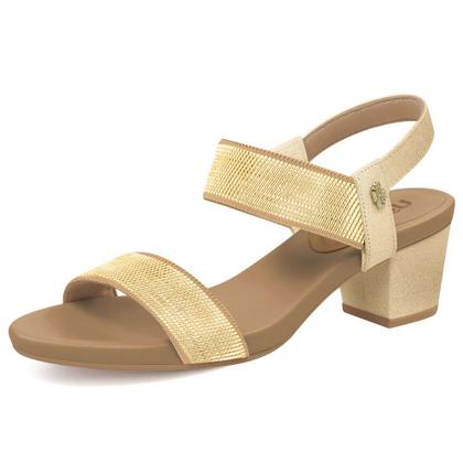 Imagem de Sandália Feminina Salto Bloco Elástico Ouro Light Usaflex Y8204