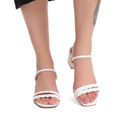 Imagem de Sandália Feminina Salto Bloco Tiras Trançadas Confortável