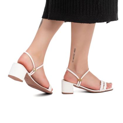 Imagem de Sandália Feminina Salto Bloco Tiras Trançadas Confortável