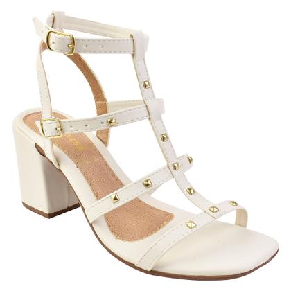 Sandália Feminina Salto Grosso Baixo Bloco Duas Pulseiras Com