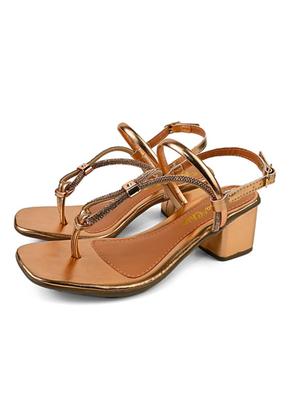 Imagem de Sandália Feminina Salto Medio Confortável Elegante Casual Dia a Dia Pedraria Fivela Regulagem