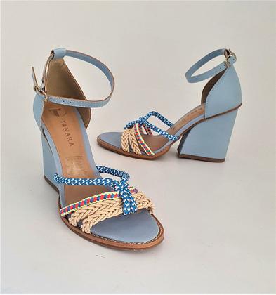 Imagem de Sandália Feminina Tanara Salto Alto Grosso Moda T6923 Azul