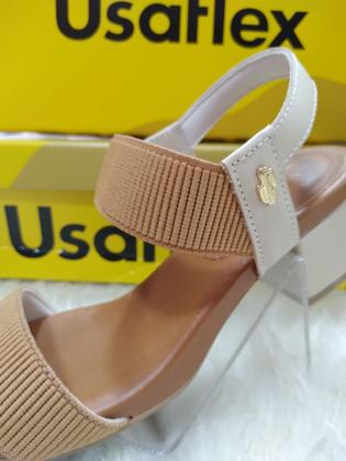 Imagem de Sandália Feminina Usaflex Salto Bloco em Couro com Elástico Y8204