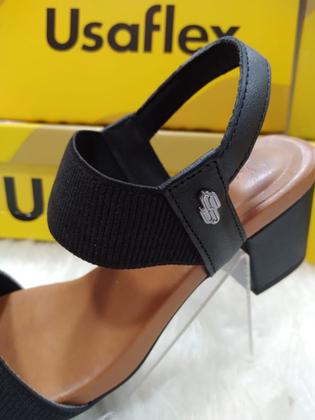 Imagem de Sandália Feminina Usaflex Salto Bloco em Couro com Elástico Y8204