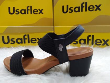 Imagem de Sandália Feminina Usaflex Salto Bloco em Couro com Elástico Y8204