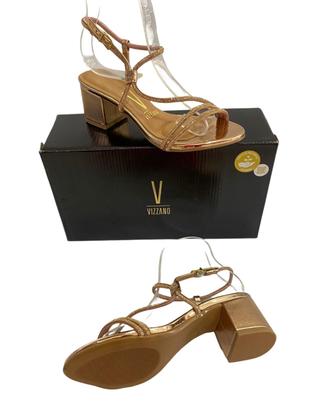 Imagem de Sandália feminina vizzano 6291.1175 salto bloco 6 cm tira em strass