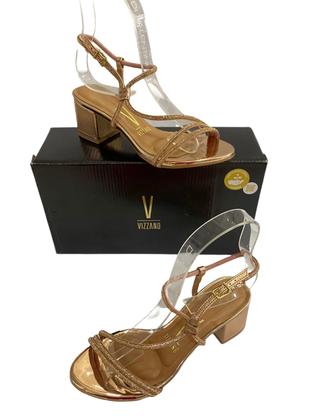 Imagem de Sandália feminina vizzano 6291.1175 salto bloco 6 cm tira em strass