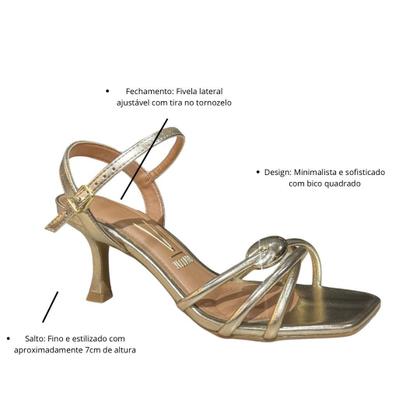 Sandália Feminina Vizzano Dourada Salto Fino 6536.207