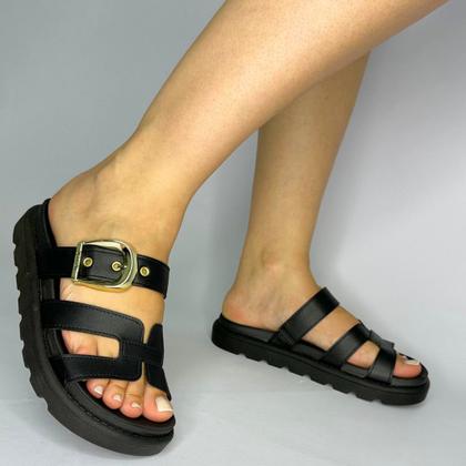 Imagem de Sandália Feminina Vizzano Papete Flatform Fivela Tira H Pelica Conforto