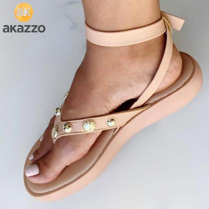 Imagem de Sandália flatflorm feminina akazzo original tornozelo spiker