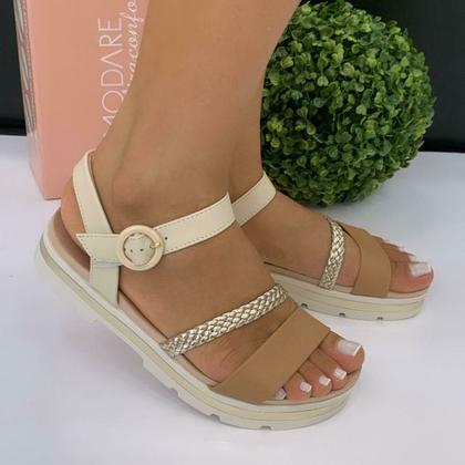 Imagem de Sandália Flatform Feminino Conforto Brilho Modare 7132.144