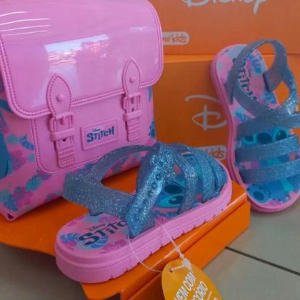 Imagem de Sandália Grendene Kids Stitch Com Mochila Rosa Azul