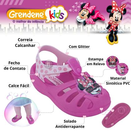 Imagem de Sandália Infantil feminina Disney Baby Babuche Papete Para Menina Minnie Percata para Criança Grendene Kids 22303