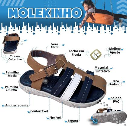 Imagem de Sandália Infantil Masculina Com Fivela Papete Molekinho Lançamento 2135-121