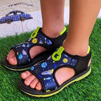 Imagem de Sandália Infantil Masculina Papete Menino Confortável Dinossauro Lunar Planeta Foguete Presente