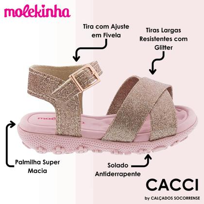 Imagem de Sandalia Infantil Menina Flores Glitter Molekinha 2121.101