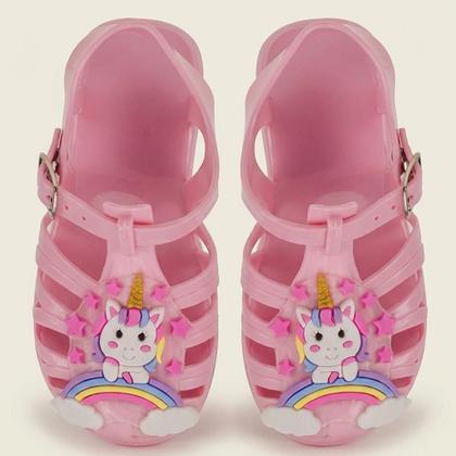 Imagem de Sandália Infantil Menina Jelly Antiderrapante Unicornio