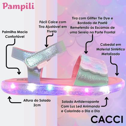 Imagem de Sandalia Infantil Menina Luz Led Lulli Pampili