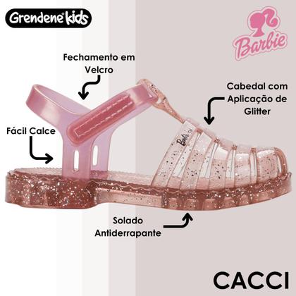 Imagem de Sandalia Infantil Menina Transparência Glitter Barbie Duo