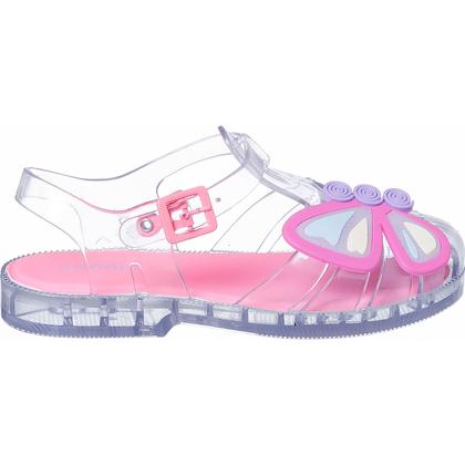 Imagem de Sandália Infantil menina TRANSPARENTE + aplique BORBOLETA escolar Camin