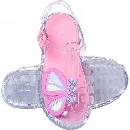 Imagem de Sandália Infantil menina TRANSPARENTE + aplique BORBOLETA escolar Camin