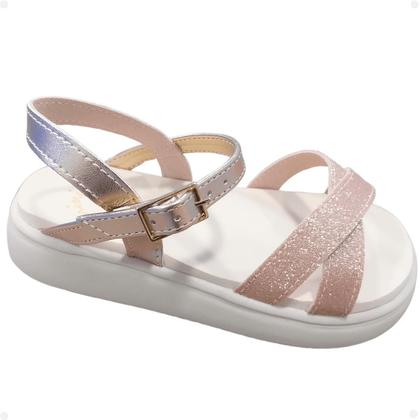 Imagem de Sandália Infantil Mini Sua Cia Metalic Flatform Rose