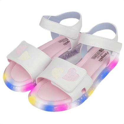 Imagem de Sandália Infantil Pampili Lulli Led Coração Estilosa Luz Fashion