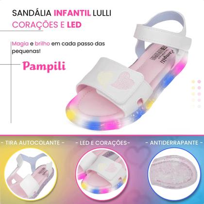 Imagem de Sandália Infantil Pampili Lulli Led Coração Estilosa Luz Fashion