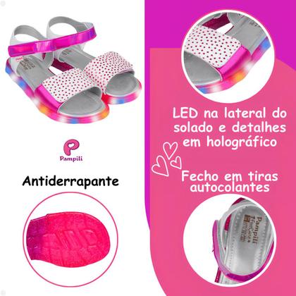 Imagem de Sandália Infantil Pampili Lulli Seja Luz Poá Branco E Pink