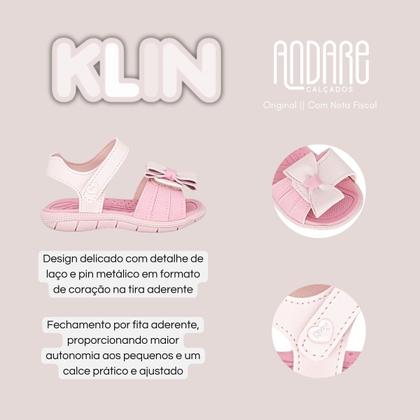 Imagem de Sandalia Klin Infantil Feminina Menina Tic Tac Papete Laço