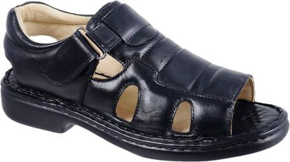 Imagem de Sandália Masculina de Couro Bico Aberto Ref.: 3600 Resistente Fivela Linha Conforto Preta/Café