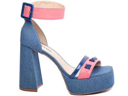 Imagem de Sandalia Meia Pata Salto 12cm  Glamour Unico  Azul Jeans