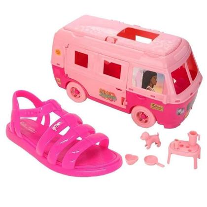 Imagem de Sandália Menina Grendene Kids Barbie Road Rosa Escuro 23071