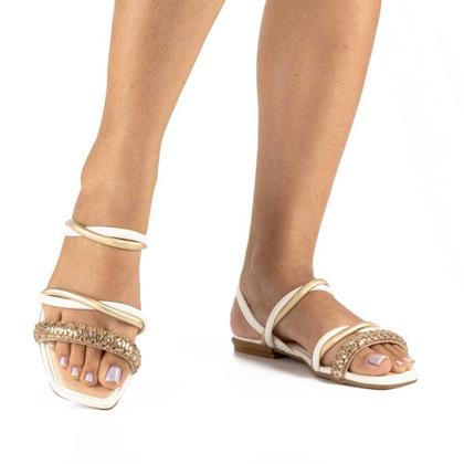 Imagem de Sandalia mississipi feminina rasteira com pedrarias mi253