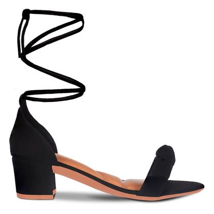 Imagem de Sandália Moda Feminina Salto Amarração Nobuck Confortavel