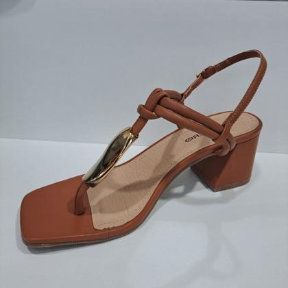 Imagem de Sandália Moda Feminina Vizzano Salto Bloco 367907 - Caramelo