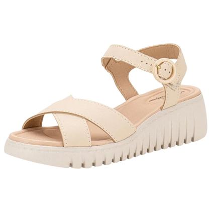 Imagem de Sandália Modare Comfort Tiras Cruzadas Antiderrapante Feminina Creme