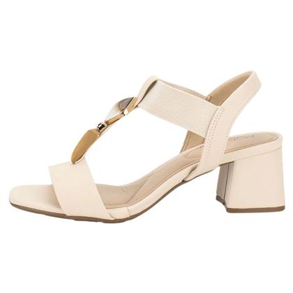 Imagem de Sandália Modare Salto Médio Bloco Conforto Casual Feminina Creme