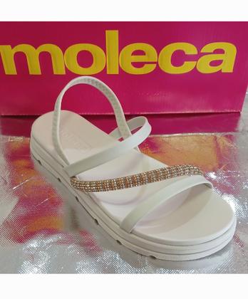 Imagem de Sandália Moleca Flat Branco Off Feminina Brilho Strass 5490.104