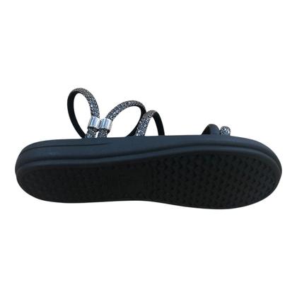 Imagem de Sandalia Moleca Papete Feminina Brilho Confortável Leve Rasteira Flatform Strass