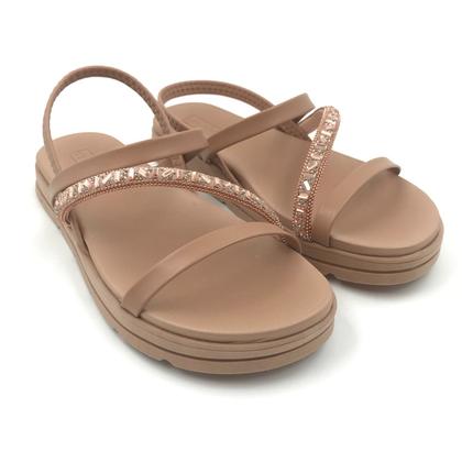 Imagem de Sandália Moleca Pepete Calce Fácil Strass Bege 5490104