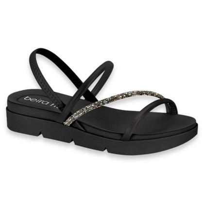 Imagem de Sandalia Papete Beira Rio Original Feminino Sandalia Rasteira Strass Flatform Elegante Casual Lancamento Conforto