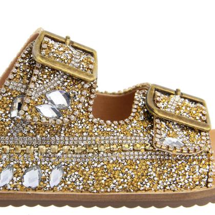 Imagem de Sandalia Papete Casual Yoyo Store Aberta com Detalhe em Pedraria e Fivela