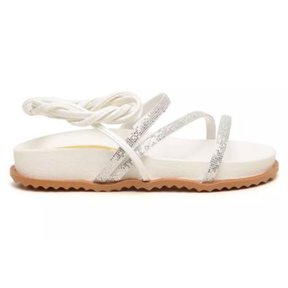 Imagem de Sandália Papete de Amarrar Gladiadora Feminina  Platfarm Stras Sola Antiderrapante