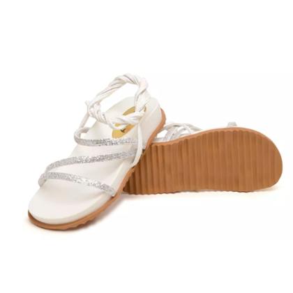 Imagem de Sandália Papete de Amarrar Gladiadora Feminina  Platfarm Stras Sola Antiderrapante