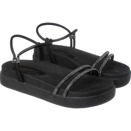 Imagem de Sandália Papete Feminina Strass Plataforma Pedraria Luxo