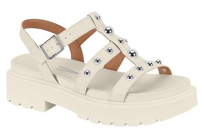 Imagem de Sandália Papete Feminina Vizzano Tratorado Tiras Bolinhas Metalizada Conforto